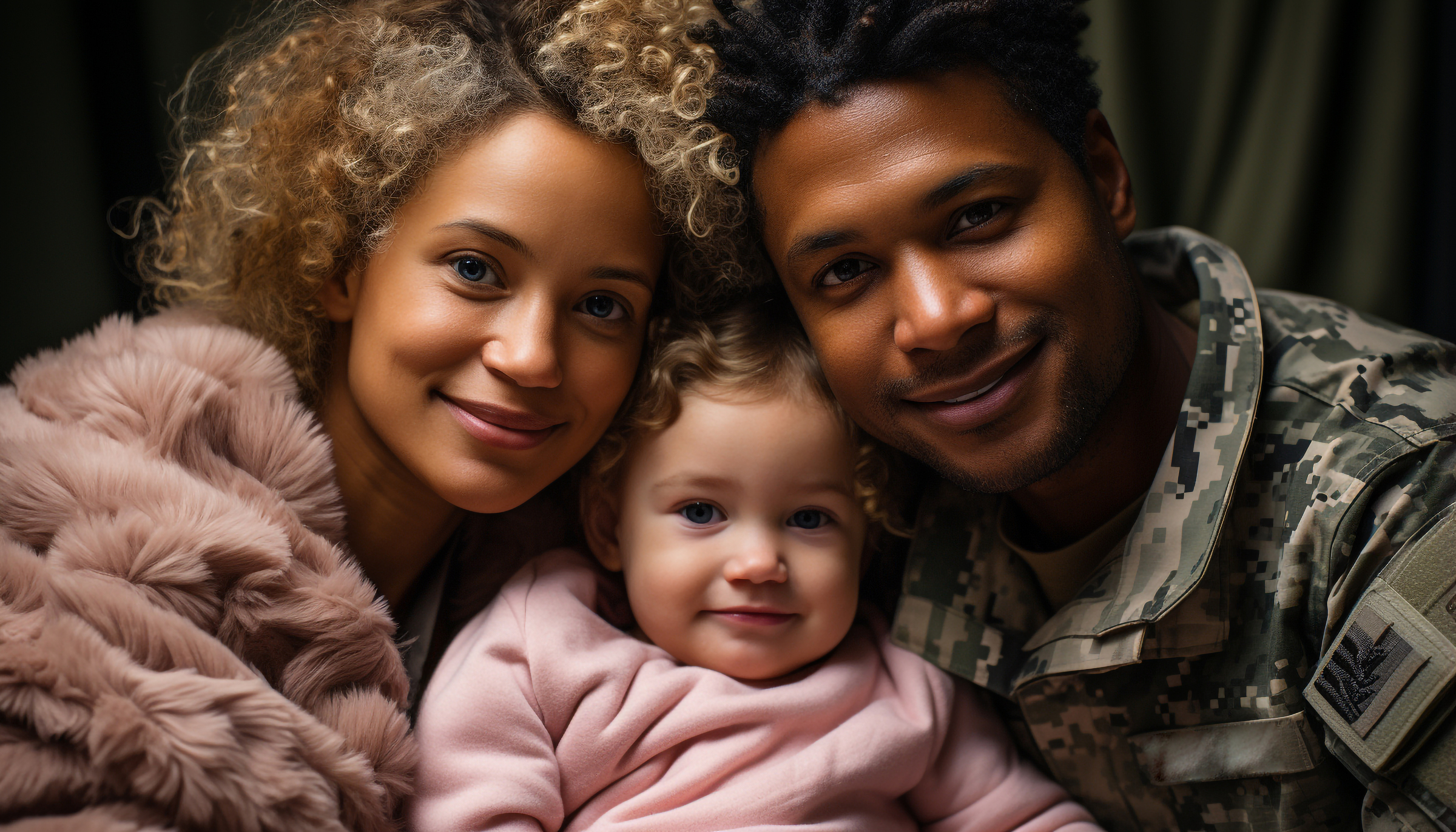 Veteran family celebrating after just closing on their VA home loan with 1st Advantage Mortgage.